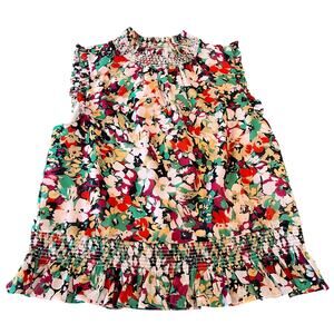 J. Crew Sleeveless Mock Ruffle Top Multicolor Women's Size 10